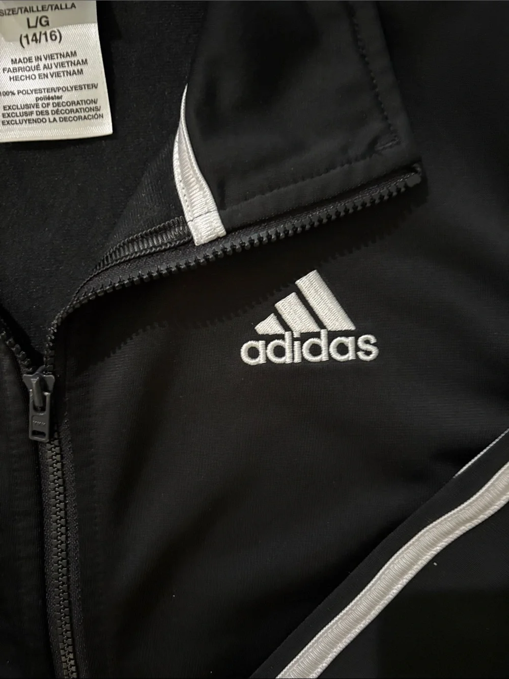 adidas Black Track Jacket with White 3-Stripe Detail